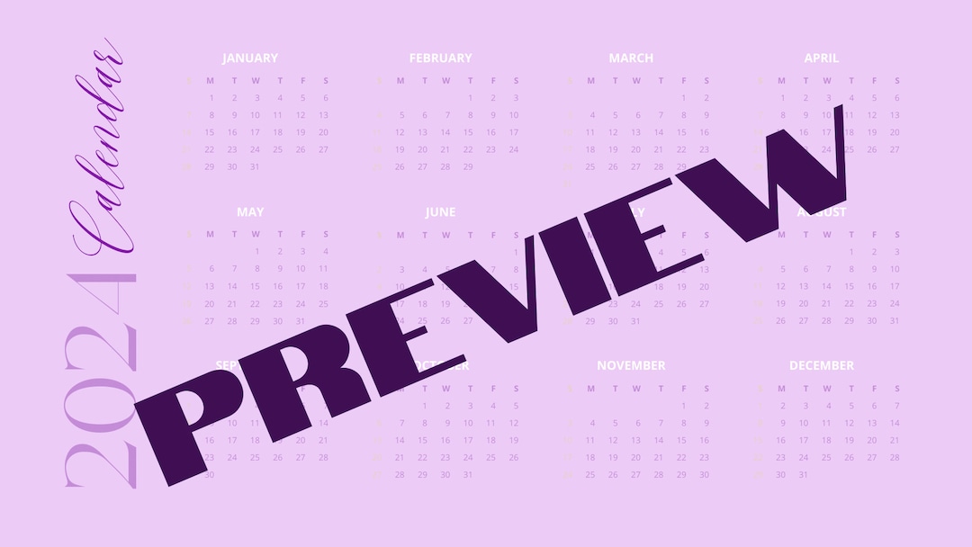 Printable Purple 2024 Calendar Etsy