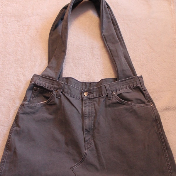 Upcycled large tote bag made from pants