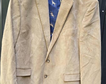 Vintage Chaps Ralph Lauren Corduroy Sport Coat With Hunting Dog On inside Lining sz 46r