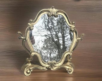 Französischer Rokoko Stil Gold Vergoldetes Messing Ormolu Kommode Spiegel Vintage Schöne Dekorative