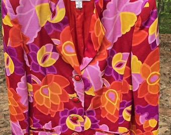 Vintage Mondi Bright Multi-Color Mod Blazer Sz 36.