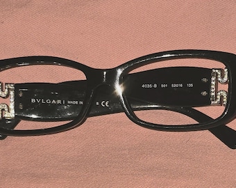 BVLGARI eyeglasses model 4035-B in black featuring rhinestone accents