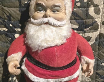 Vintage 16" Rushton Coca Cola Santa Claus Rubber Face Cloth Body Black Boots