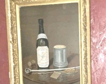 Antique Guinness Foreign Extra Stout Tin Sign Framed 20x16 Still Life Pipe Rare