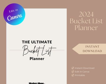 The Ultimate Bucketlist Planner | Editable Template | Edit in Canva | Printable