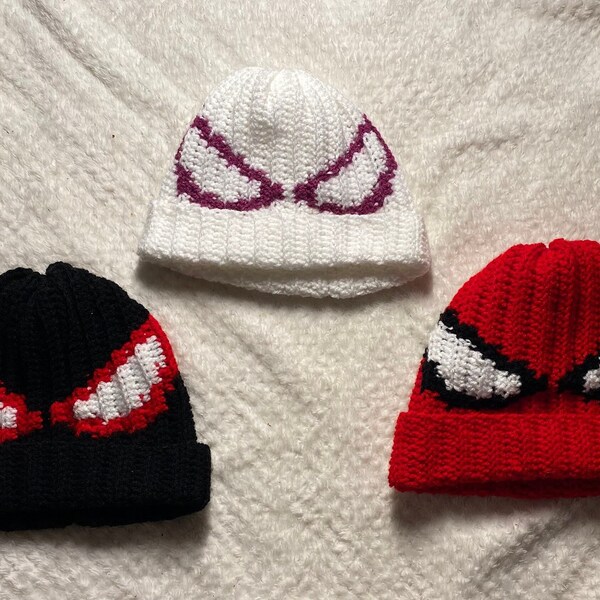 Crochet Spider-Man beanie hat Miles Morales Gwen Stacy