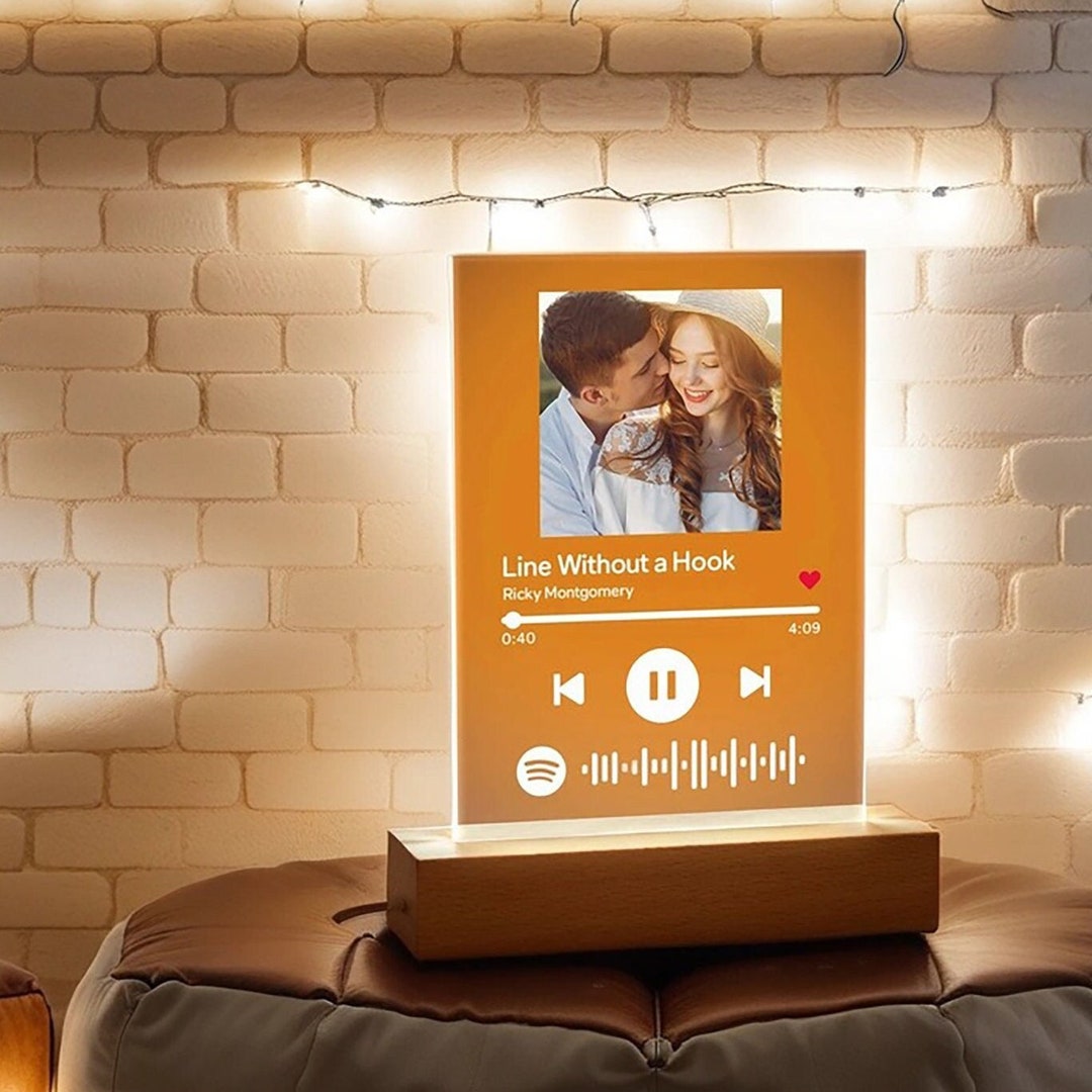Custom Photo Song Plaque LED Light, Custom Music LED Light, Scan Code ...