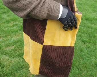 Color block corduroy tote bag