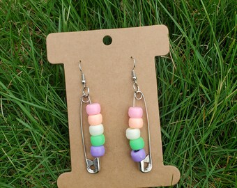 Rainbow and pride safety pin earrings
