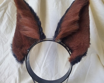 Cosplay canine ears (perky)- black and chocolate