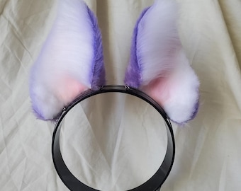 Cosplay canine ears (short)- lavender and white