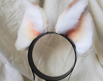 Cosplay canine ears (short)- Cream with brown tip