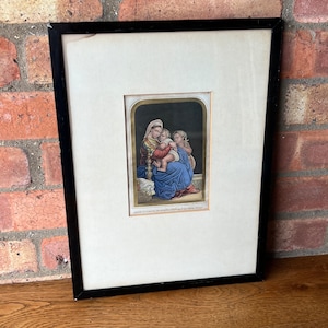 1849 Patented Oil Colour Print by G. Baxter after Raphael Madonna of the Chair