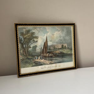 1855 Hand-Coloured Engraving of Hampton Court Palace from the Thames by Wrightson