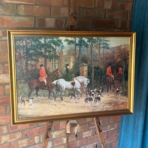 Large Framed Vintage Print of Heywood Hardy British Fox Hunting Scene