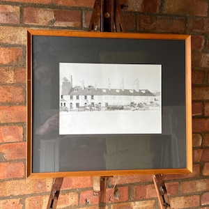 Signed Pencil and Watercolour Architectural Drawing – Framed