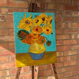 Original Oil Painting of Sunflowers, After Van Gogh, by Margaret McAndrew