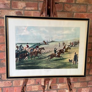 1848 Mit Holzrahmen eingefasste Lithographie „The Oxford Dragon 2“ von C. R. Winter – Antiker Reiterdruck