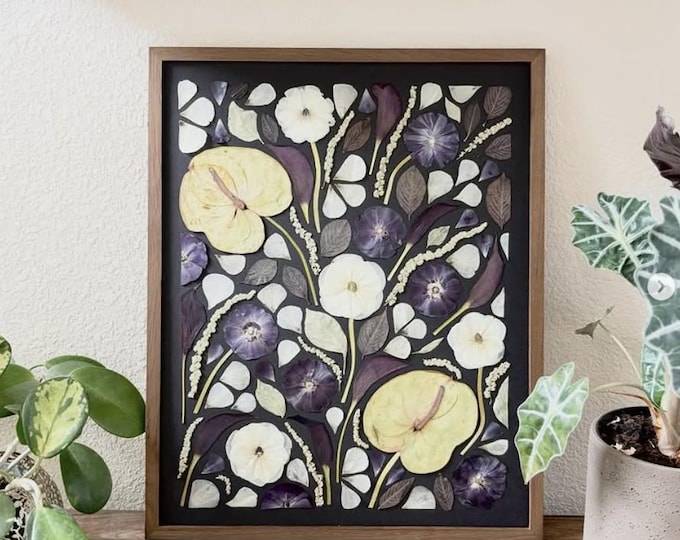 Abstract Pressed Flower Frame – Custom Wedding Bouquet Preservation Art (Deposit)