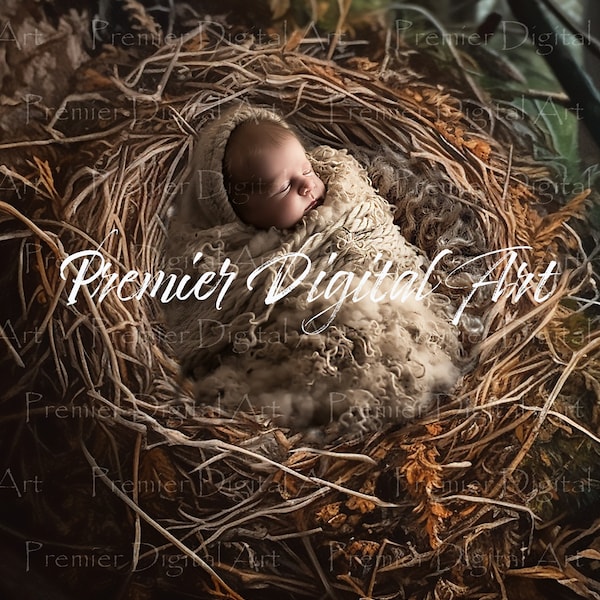 Newborn, Infant, Baby, backdrop, background, mockup, digital download, commercial and personal use. Nest in tree, nature, landscape, jpg