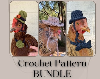 Crochet Chicken Hats Pattern: Cowboy, Tophat & Leprechaun (PDF Download)