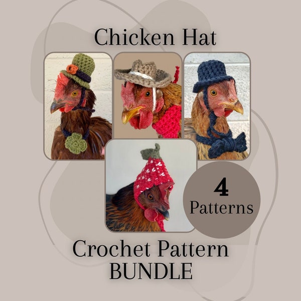 Crochet Pattern Chicken Hat Pattern Chicken lover gift easy hat crochet pattern Chicken mom DIY crochet gift for chicken lady, Doll Hat