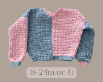 Crochet Kid Sweater Pattern: Oversized Color Block Design (PDF Pattern)