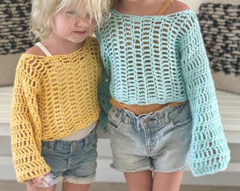Crochet Pattern Kids Sweater Crochet Pattern Kids Dress Crochet Pattern Cuff to Cuff Sweater Dress Crochet Pattern Fast Sweater Top Kids