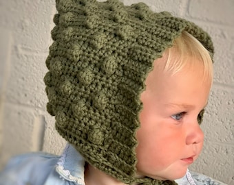 Crochet Bobble Bonnet Pattern: Easy Beginner PDF (Newborn to 4T)