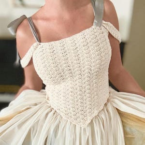 Patrón de crochet para top de corsé Patrón de crochet para top de mujer Patrón de crochet Cottagecore Patrón fácil de crochet para camisa Top de disfraz de crochet