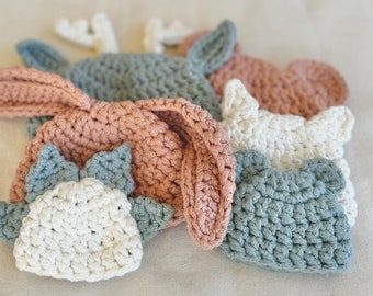 Crochet Animal Baby Adult Hat Pattern: Easy Beginner Project (PDF Pattern)