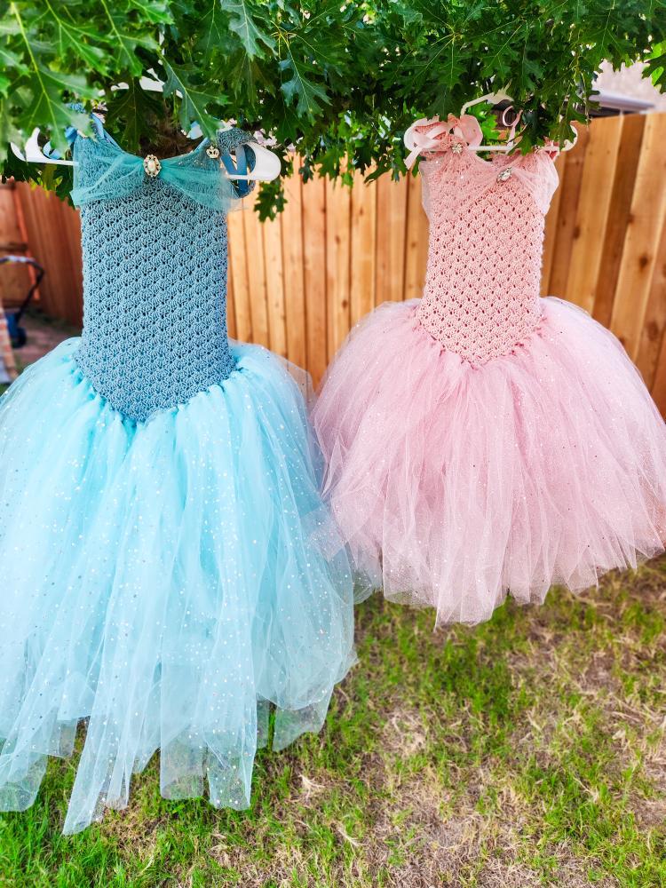 strapless open back dress Puff Stitch Princess Baby/Kids Dress Set 4-5 Years