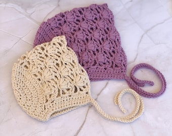 Crochet Lace Puff Baby Bonnet Pattern, Newborn to 12 Months (PDF Pattern)