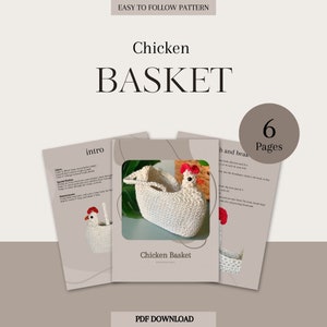 Puede incluir: Un patr&oacute;n de crochet para una cesta con forma de pollo. El patr&oacute;n incluye seis p&aacute;ginas de instrucciones y una foto del producto terminado. El patr&oacute;n est&aacute; disponible para descargar en PDF.