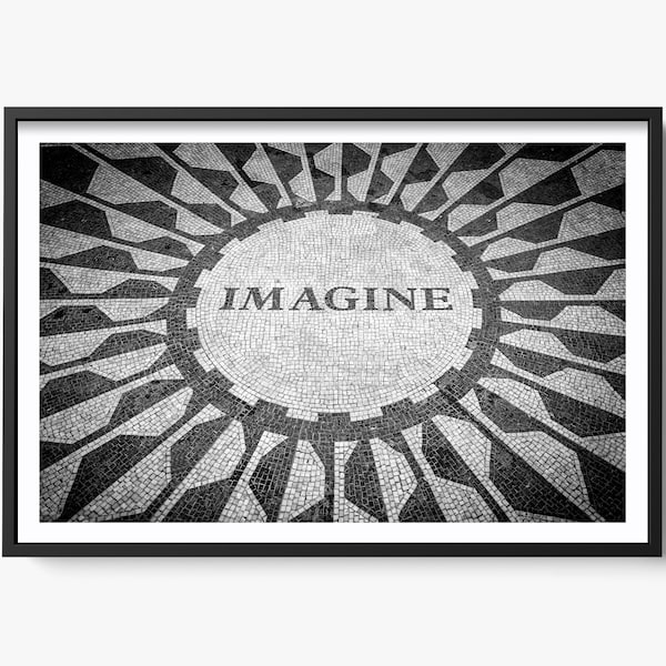 Fine Art Imagine Sign, John Lennon Print, Central Park, New York City, Wall Art, Black and White Photography, Strawberry Fields, Music Gift
