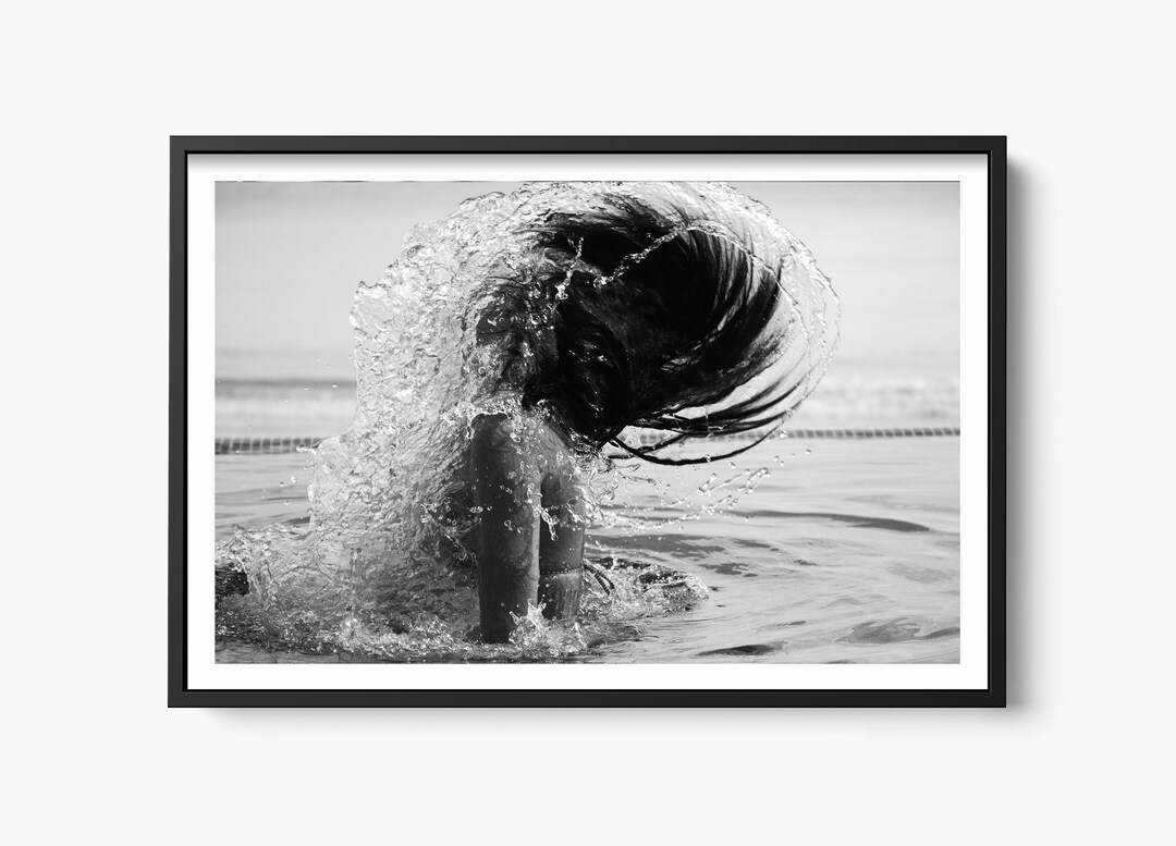 Fine Art Black and White Photography, Ocean Girl Flipping Hair, Ocean ...