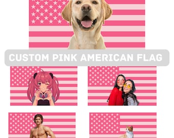 Custom Photo Pink American Tapestry Personalized Tapestry Design Celebrity Funny Flag Tapestry Bedroom Decor, Pink American Flag, dorm room