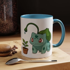 Bulbasaur Plant Lover Mug – Cute Pokémon-Inspired Coffee Cup | Bulbasaur Watering Potted Plant | Kawaii Gift for Gardeners & Anime Fans