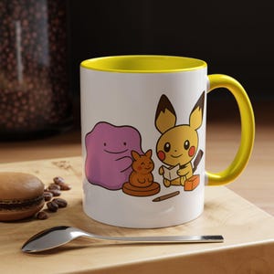 Ditto Art Mug – Funny Pokémon-Inspired Cup | Ditto Sculpting Clay Pikachu | Kawaii Gift for Artists, Gamers & Anime Fans