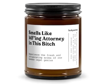 Smells Like A MF'ing Attorney Candle, Gift For Lawyer, Bar Exam Gift, Future Lawyer Candle, Lawyer Gift, 9oz Soy Candle