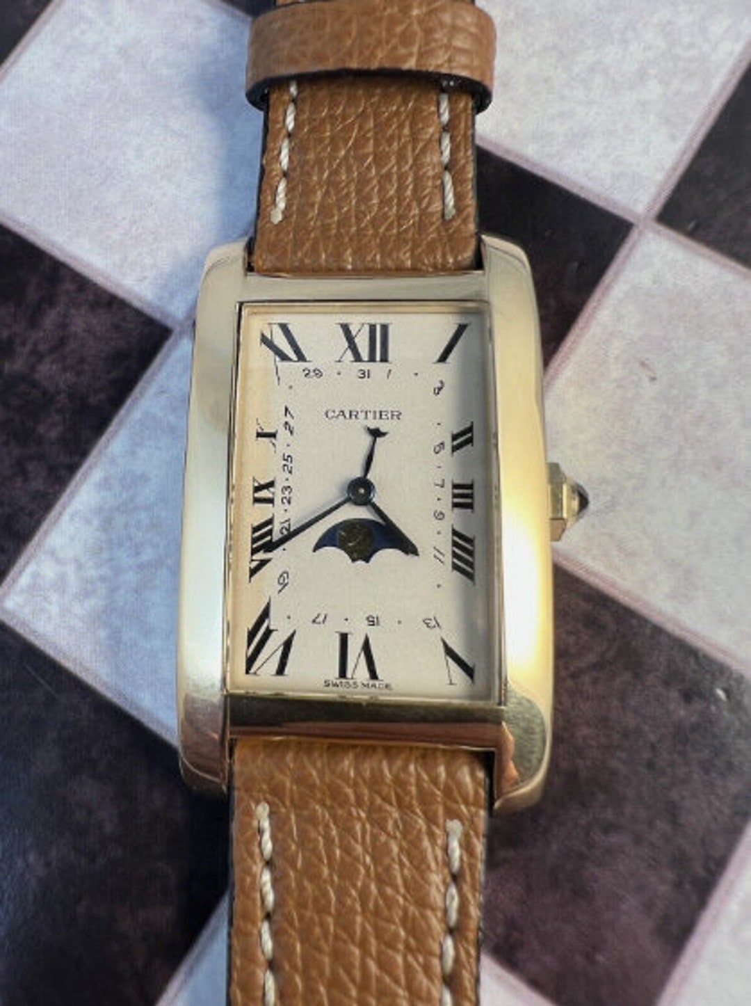 Cartier Tank Americanine Ref.819908 Moonphase Vintage Case Gold 18kt ...
