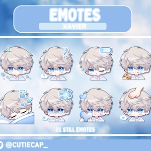 Love and Deepspace emotes | Xavier | Twitch emotes | Discord emotes | Youtube | Emoji | Cute Chibi Emotes |