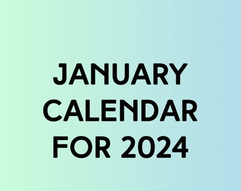 January month  2024 calendar