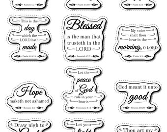 100 Bible Verse Stickers Bundle 2 | KJV Scripture, Hand-Lettered (Digital Download)