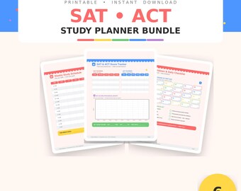 SAT ACT Study Planner Bundle | Test Prep Schedule (Digital Download)