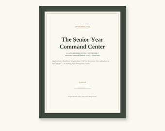 Senior Year Command Center | College Application Planner | FAFSA Checklist, Deadline Tracker Printable