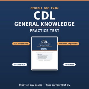 Georgia CDL General Knowledge Practice Test | 125 Questions & Answers | Printable PDF | Instant Download | CDL Permit Study Guide