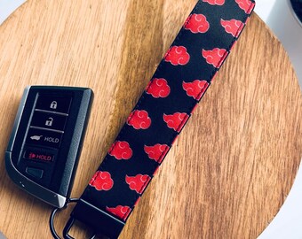 Akatsuki Keychain, Naruto Anime Wristlet, Red Cloud