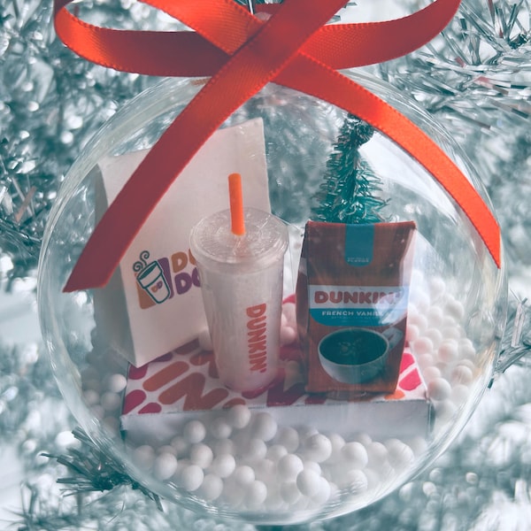 Handmade Dunkin' Coffee Cup Christmas Globe Ornament