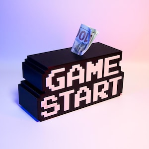 Game Start Retro Arcade Savings Box 3D Printed – Unique Gamer Money Bank – Perfect Video Game Decor and Gift for Gaming Enthusiasts, NERD